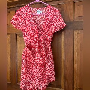 EUC PRINCESS POLLY Virgo Tie Front Romper Red 8